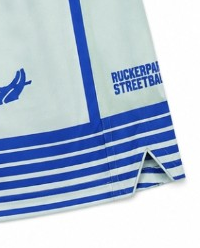 The two-line Rucker Park Streetball wordmark on the actual shorts